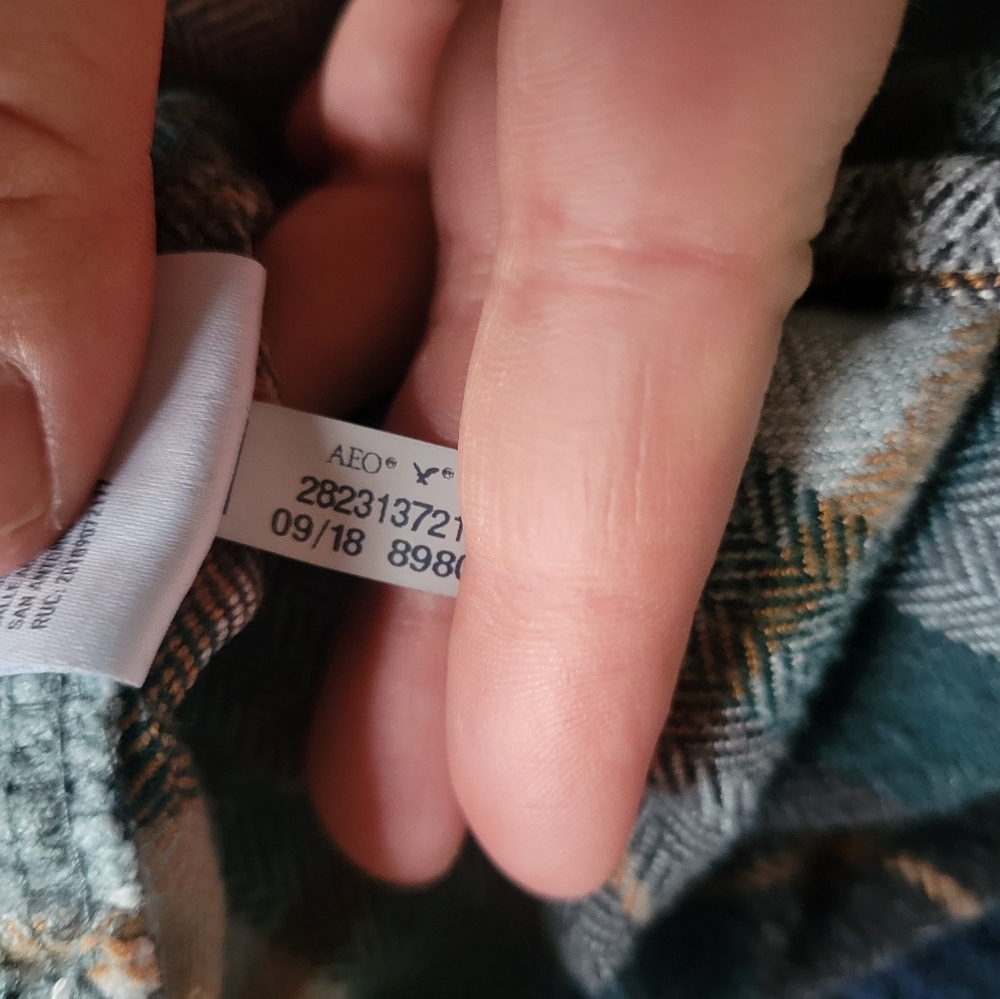 American Eagle Green Plaid Flannel Classic Fit Heavyweight Shirt Mens Size M - Picture 7 of 7